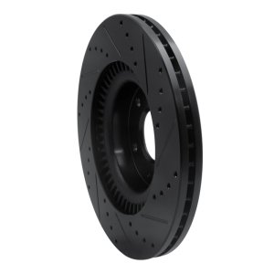 Hyundai Genesis Coupe Brake Rotor (1) - Front Left - R1 Concepts - Drilled & Slotted - Black - `10-`16